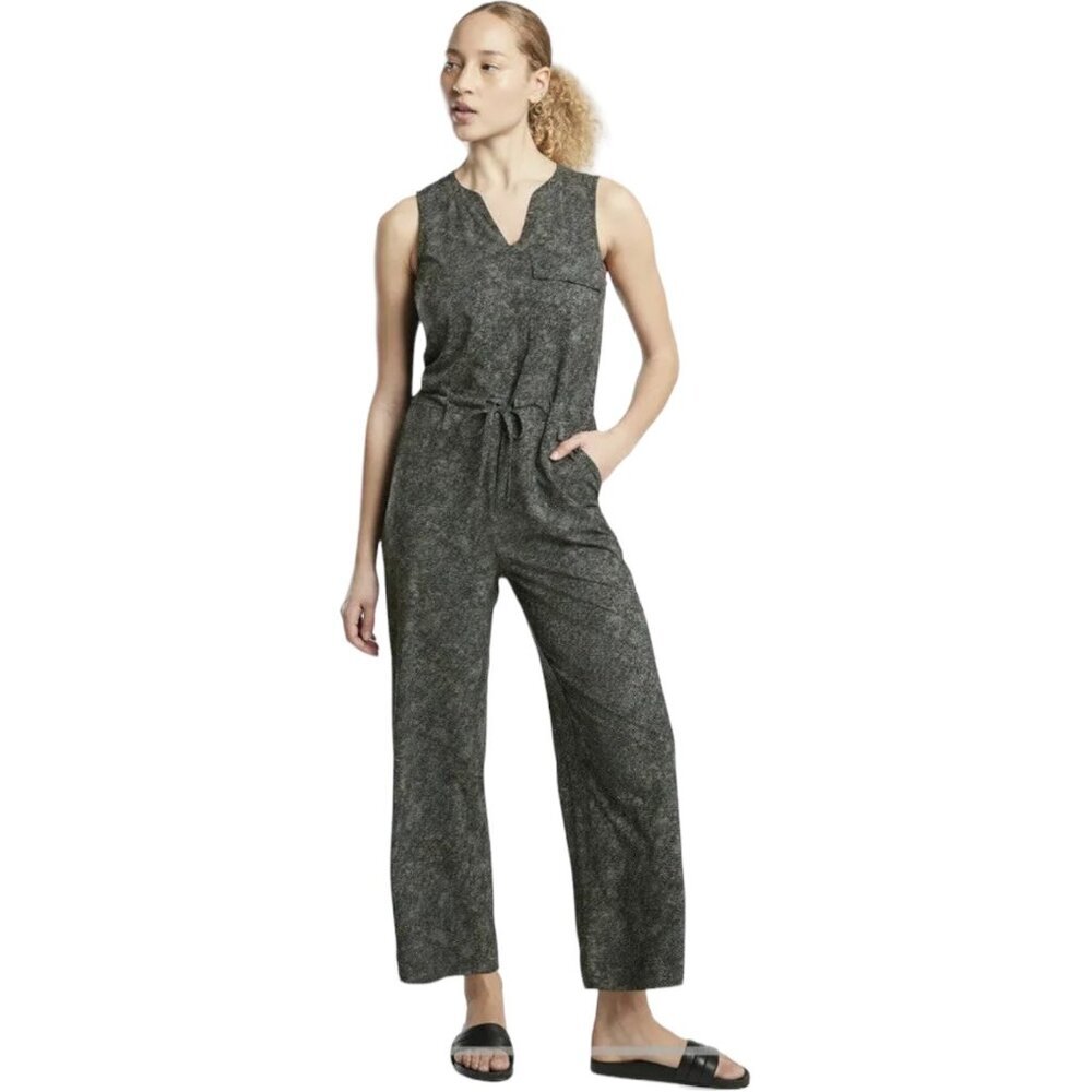 Athleta Women's NWT $129 Topanga Printed Viper Black Jumpsuit Size 2X Pockets
